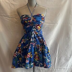 Anthropologie Emily Floral Halter Mini Dress